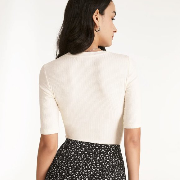 Ribbed White Top - Picture 3 of 4